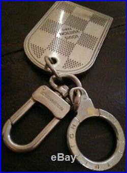 Authentic Louis Vuitton Black & Silver Damier Key Chain/fob/bag Charm Dbl Sided