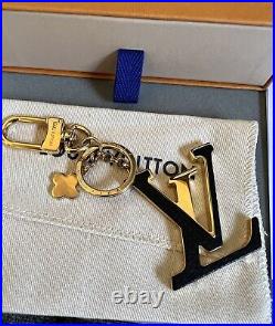 Authentic Louis Vuitton Cappuccines Key Chain Large Black /Gold Monogram