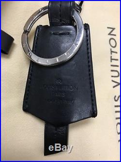 Authentic Louis Vuitton Cloche Cles Key Holder Keychain Bag Charm Black Leather