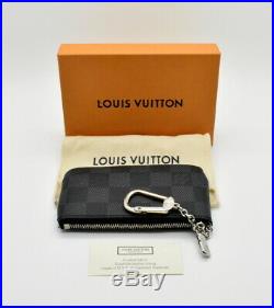 Authentic Louis Vuitton Damier Graphite Key Chain Pouch Pochette Rare 870613