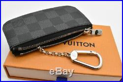 Authentic Louis Vuitton Damier Graphite Key Chain Pouch Pochette Rare 870613