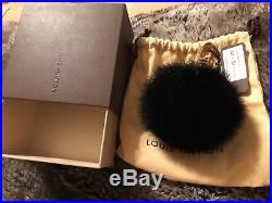 Authentic Louis Vuitton Fuzzy Mink Fur Black Bubble Bag Charm key chain M00008