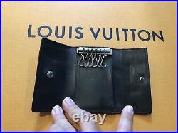 Authentic Louis Vuitton Gurase Black Monogram Leather Key Wallet Holder Chain