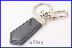 Authentic Louis Vuitton Key Ring Black Leather X Silver Tone M62722 365919