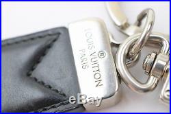 Authentic Louis Vuitton Key Ring Black Leather X Silver Tone M62722 365919