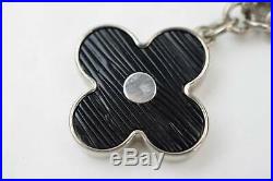 Authentic Louis Vuitton Key Ring Fleur De Epi Black X Silver 801671