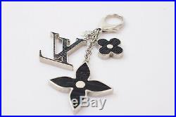 Authentic Louis Vuitton Key Ring Fleur De Epi M65084 Black X Silver 600570