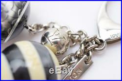 Authentic Louis Vuitton Key Ring Mini Lin Balls Black X Cream 366303