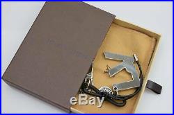 Authentic Louis Vuitton Key Ring Porte Cles LV Rope Black X Silver 185893
