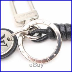 Authentic Louis Vuitton Key Ring Rope Damier Graphite Silver X Black 18419