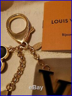 Authentic Louis Vuitton LV Black Fleur d'Monogram Bag Charm with Receipt