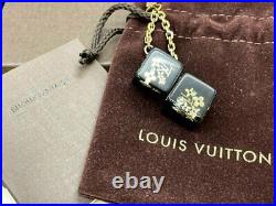 Authentic Louis Vuitton Mobile cell Phone Strap key bag charm cubes Black E-1514