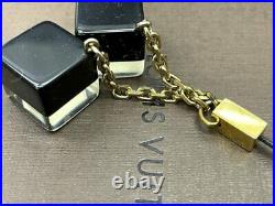 Authentic Louis Vuitton Mobile cell Phone Strap key bag charm cubes Black E-1514