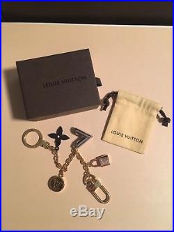 Authentic Louis Vuitton RARE Gold Black Pop Flower Keychain Purse Charm