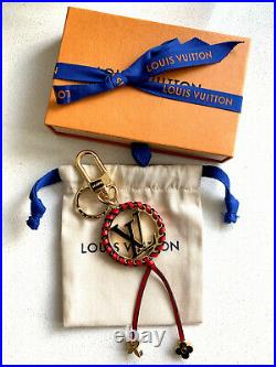 Authentic Louis Vuitton Red Black Very Bag Charm Key Ring/Holder Mint withBox