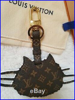 Authentic Louis Vuitton cat catogram keychain bag charm Rare