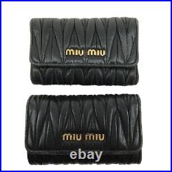 Authentic MIU MIU Set of 2 Matelasse Leather 6 Hook Key Case Black Used F/S