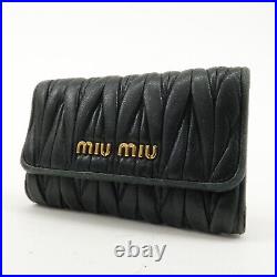 Authentic MIU MIU Set of 2 Matelasse Leather 6 Hook Key Case Black Used F/S