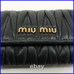 Authentic MIU MIU Set of 2 Matelasse Leather 6 Hook Key Case Black Used F/S