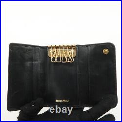 Authentic MIU MIU Set of 2 Matelasse Leather 6 Hook Key Case Black Used F/S