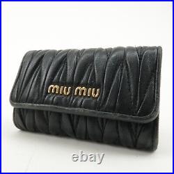 Authentic MIU MIU Set of 2 Matelasse Leather 6 Hook Key Case Black Used F/S