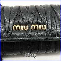 Authentic MIU MIU Set of 2 Matelasse Leather 6 Hook Key Case Black Used F/S