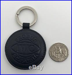 Authentic New IWC Probus Key Ring Luggage Tag Key Chain Black Leather IWA40169
