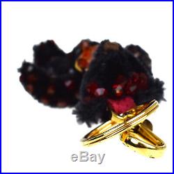 Authentic PRADA MILANO Logo Bear Key Chain Bag Charm Beads Wool Black 60MA691