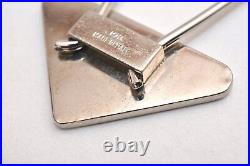 Authentic PRADA Metal Logo Key Ring Charm Silver Plating M713 Black 3558J
