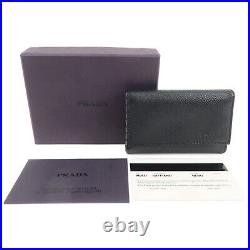 Authentic PRADA Saffiano Leather 6 Key Case Key Holder Black M25U Used F/S