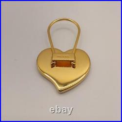 Authentic PRADA Saffiano Leather Black Heart Key Ring Holder Bag Charm