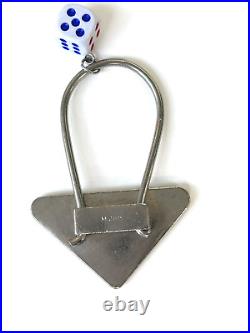 Authentic PRADA Vintage Logo Triangle Metal Key Ring
