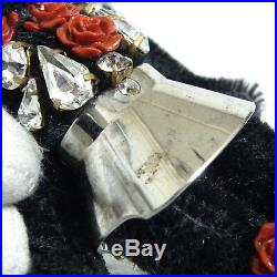 Authentic Prada Black Bear Key Ring Bag Charm Rhinestones 1ARG65 11cm/4.3 in Bo