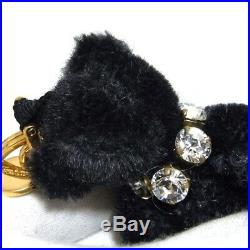 Authentic Prada Black Bear Key Ring Bag Charm Rhinestones 1ARG65 11cm/4.3 in Bo