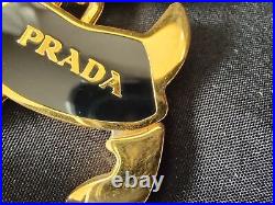 Authentic Prada Gold and black Dog charm keyring key chain with a Box-f0118