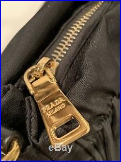Authentic Prada nylon Black Satchel Crossbody With Key Charm Keychain