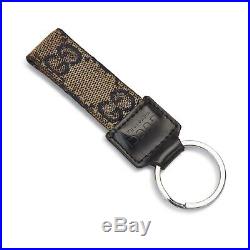 Authentic Rare Gucci Vintage Gray Canvas GG & Black Leather Keychain + Extras