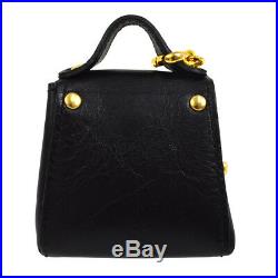 Authentic Salvatore Ferragamo Gancini Bag Key Chains Leather Black Italy AK28176
