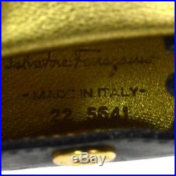 Authentic Salvatore Ferragamo Gancini Bag Key Chains Leather Black Italy S07712k