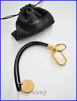 Authentic TOM FORD Black Leather Strap KEY Holder Key Fob Ring