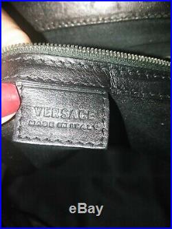 Authentic Versace Large Black Leather Handbag with Key Chain