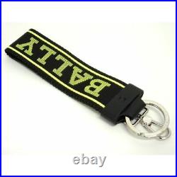 BALLY Canvas Keychain Key Ring Strap Men's Black Light Green Ad8259Yz