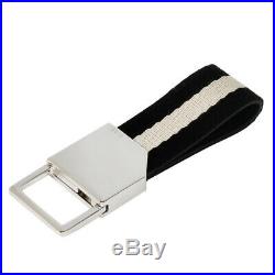 BALLY KeyRing Black Beige Calf Brass Cotton TANCY TSP 190 KeyHolder Chains Auth