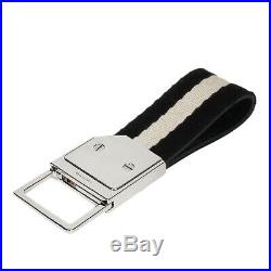 BALLY KeyRing Black Beige Calf Brass Cotton TANCY TSP 190 KeyHolder Chains Auth