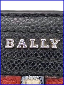 BALLY Round Zip Key Cases Mens Chain Black Red 8L544
