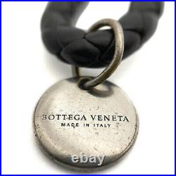 BOTTEGA VENETA Intrecciato key chain charm mobile phone strap black leather Auth