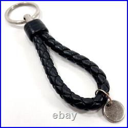 BOTTEGAVENETA key ring Intrecciato leather/metal black mens