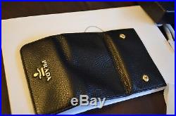 BRAND NEW PRADA Vitello Grain Leather Key Case Holder Wallet 1PG222 Nero Black