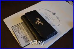 BRAND NEW PRADA Vitello Grain Leather Key Case Holder Wallet 1PG222 Nero Black