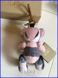 BURBERRY Thomas Bear Pink Black Color Cashmere Knit Key Ring Key Chain Bag Charm